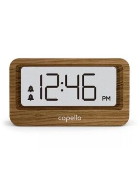 Capello Window Alarm Clock with USB Charger and Translucent Time Display - Brown